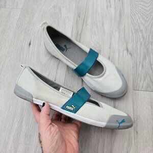 vintage Puma | sneakerina grey canvas sporty balletcore mary jane flats | WMS 8